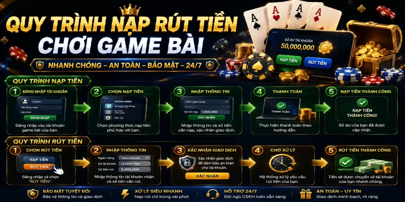 Game bài 37 Quy trình nạp rút tiền chơi game bài